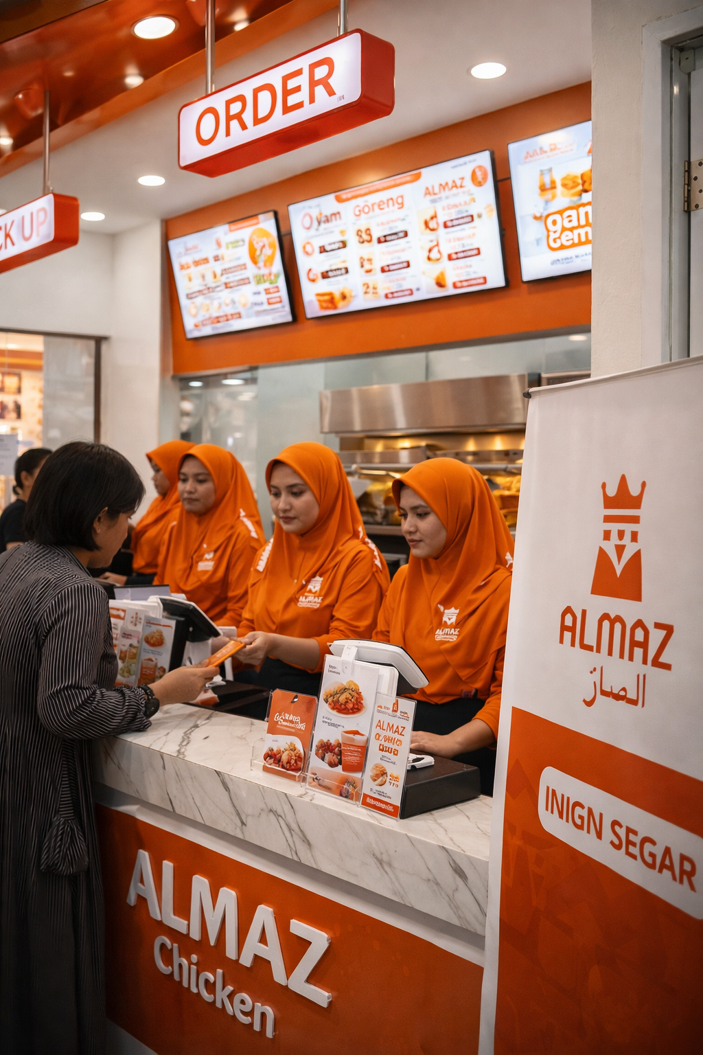 Suasana restoran Almaz Chicken yang nyaman dan premium