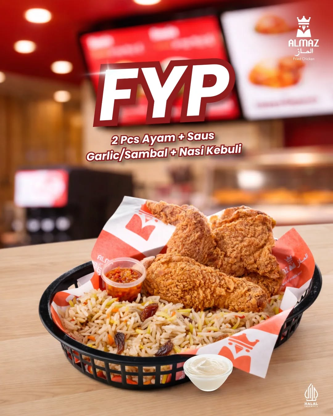 Paket bucket ayam lengkap dan memuaskan dari Almaz Chicken